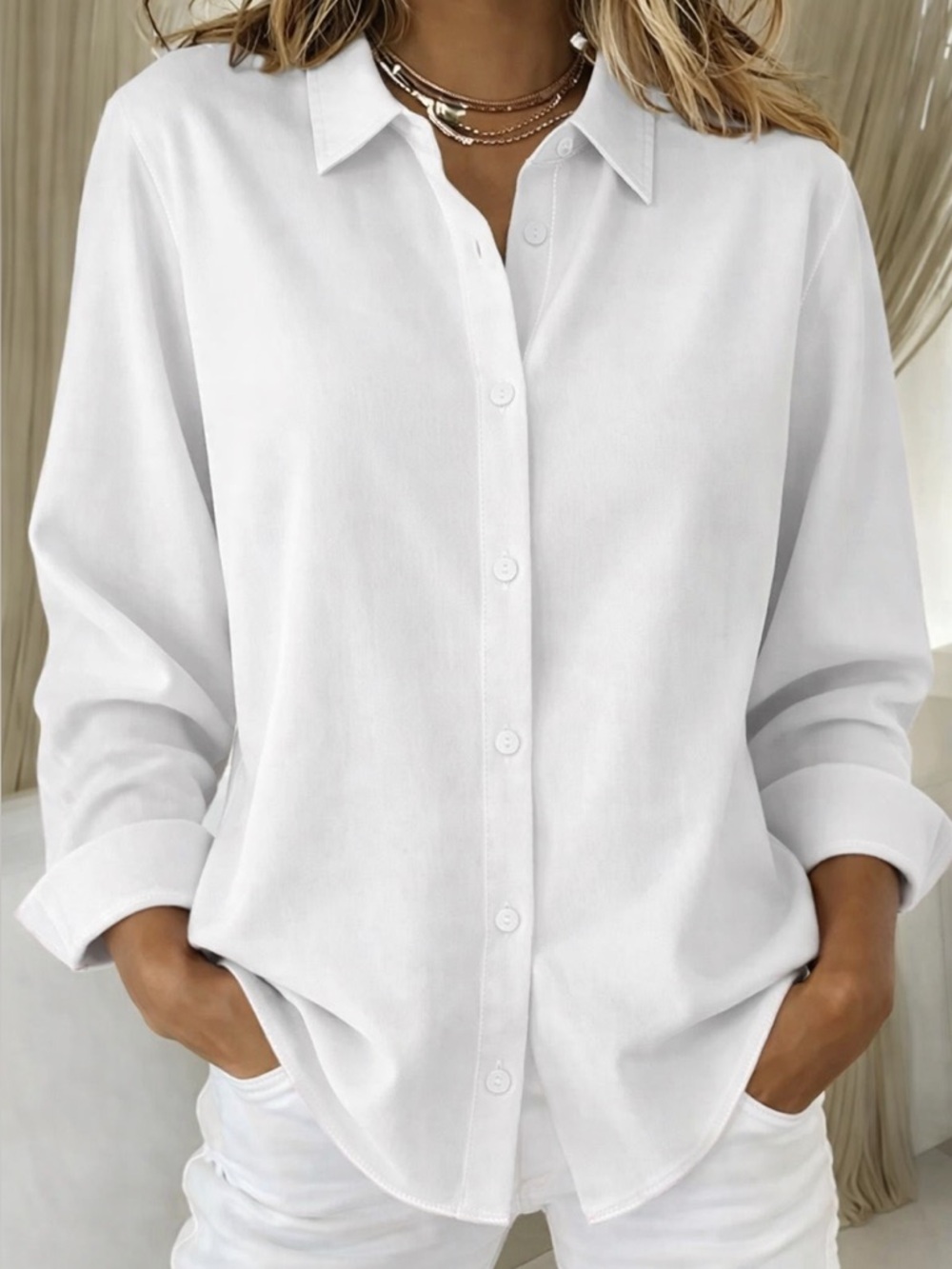 Uniqlo White Women's Button-Up Shirt